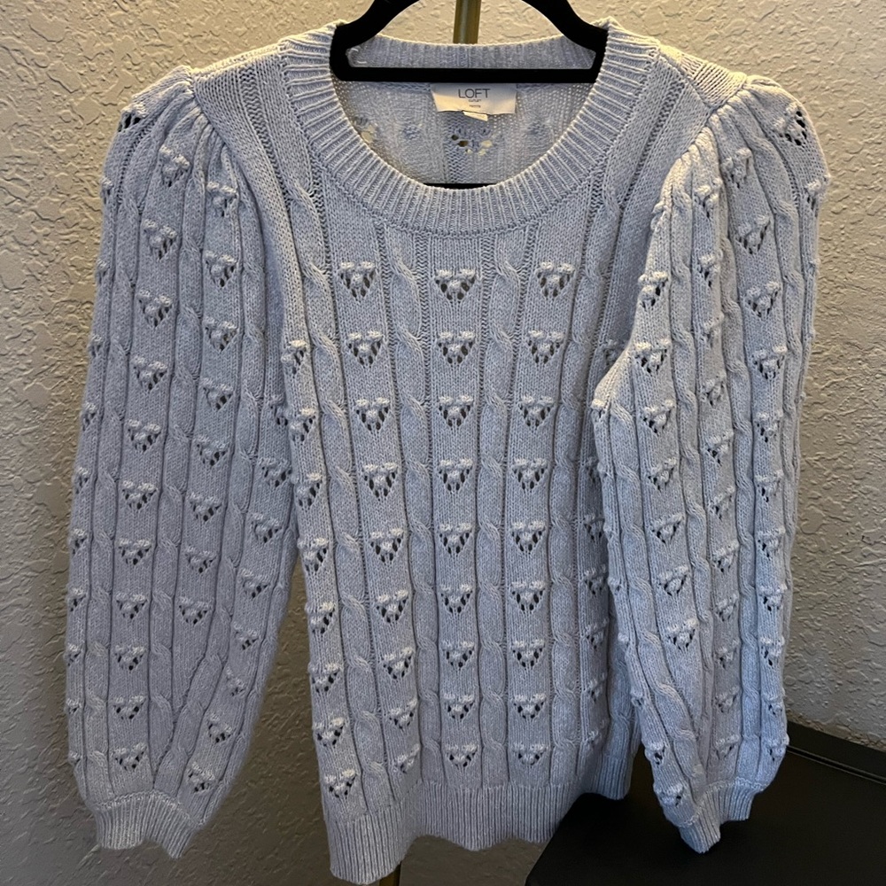 LOFT Soft Grey Textured Knit Sweater